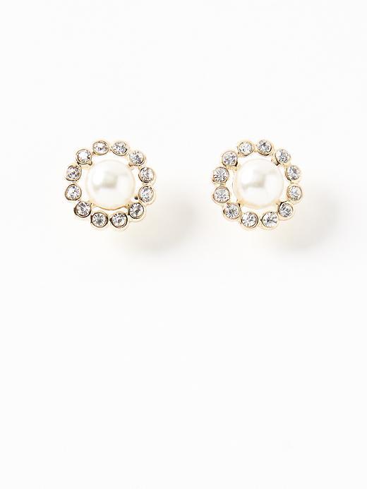 Old Navy Pearl Pav Stud Earrings For Women - Ivory