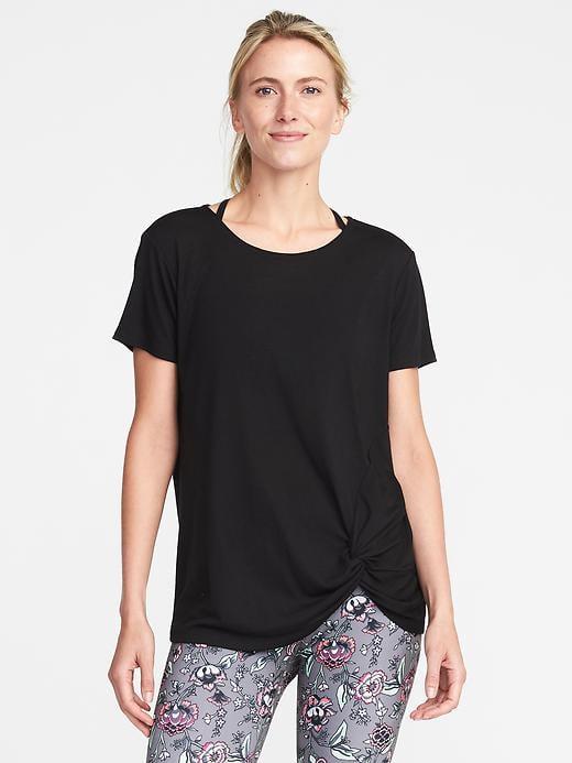Old Navy Go Dry Ultra Light Knot Hem Tee For Women - Blackjack