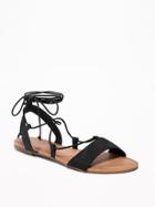 Old Navy Womens Faux-suede Gladiator Sandals For Women Blackjack Size 10