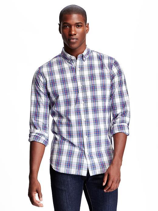 Old Navy Slim Fit Plaid Shirt For Men - Apple A Day