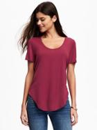 Old Navy Relaxed Curved Hem Tee For Women - Cranberry Cocktail