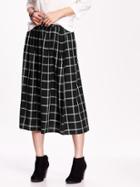 Old Navy Plaid Midi Skirt Size L - Black Plaid