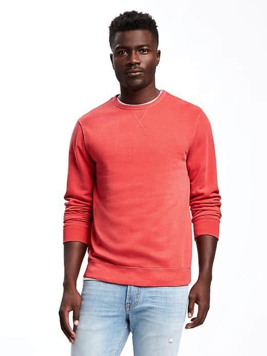 Old Navy Garment Dyed Fleece Sweatshirt For Men - Brick Yard