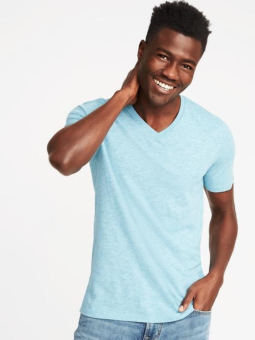 Old Navy Mens Soft-washed Slub-knit V-neck Tee For Men Twilight Aqua Size Xl