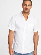 Old Navy Mens Slim-fit Clean-slate Built-in Flex Oxford Shirt For Men Cream Size Xs