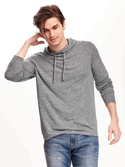 Old Navy Linen Blend Popover Hoodie For Men - Heather Grey