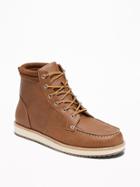 Old Navy Mens Faux-leather Moc Boots For Men Cognac Brown Size 8