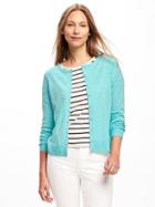 Old Navy Button Front Crew Neck Cardi For Women - Turquoise 2