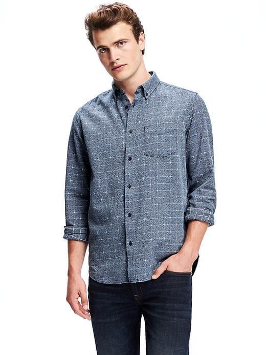 Old Navy Regular Fit Twill Shirt For Men - Light Blue Print