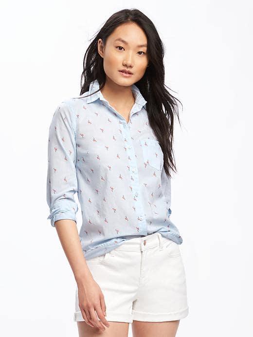 Old Navy Classic Pocket Shirt For Women - Flamingo