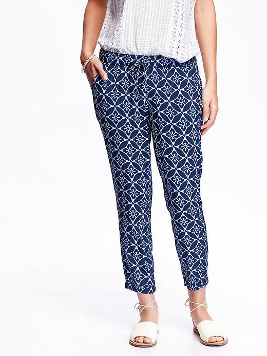 Old Navy Womens Patterned Soft Pants Size L Tall - Indigo Tie Dye