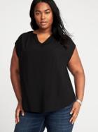 Old Navy Womens Plus-size Split-neck Cocoon Top Black Size 1x