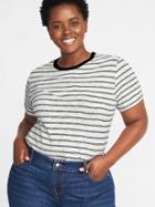 Old Navy Womens Slub-knit Plus-size Everywear Tuck-in Tee White Stripe Size 3x