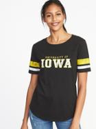 Old Navy Womens College-team Graphic Sleeve-stripe Tee For Women University Of Iowa Size L