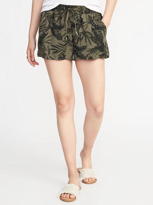 Old Navy Womens Mid-rise Printed Soft Shorts For Women Palm Leaf Size L