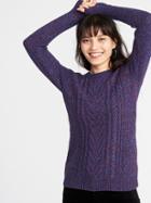 Old Navy Womens Cable-knit Crew-neck Sweater For Women Blue Marl Size Xs