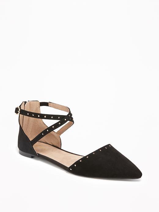 Old Navy Sueded Strappy Dorsay Flats For Women - Black