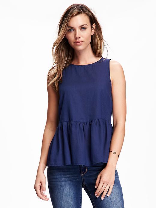 Old Navy Chambray Peplum Tank For Women - Dark Chambray