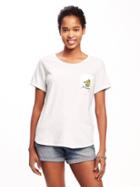 Old Navy Relaxed Crew Neck Pocket Tee For Women - Cream