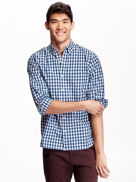 Old Navy Mens Classic Regular Fit Shirt Size Xxl Big - Blue Gingham