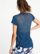 Old Navy Womens Mesh-back Side-tie Performance Top For Women Victorian Blue Size S