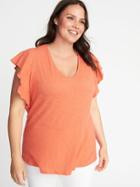 Old Navy Womens Plus-size Ruffle-trim U-neck Top Briquette Size 2x