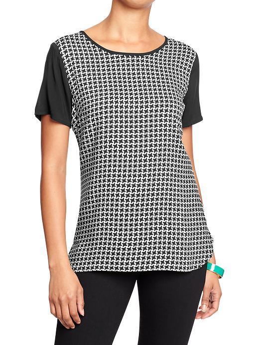 Old Navy Womens Houndstooth Tops - Blk/wht Houndstooth