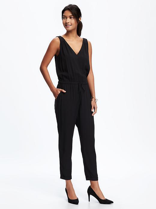 Old Navy V Neck Jumpsuit For Women - Black