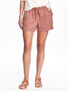 Old Navy Cuffed Linen Shorts For Women 3 1/2 - Coral Print