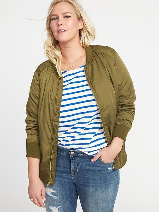 Old Navy Womens Plus-size Nylon Bomber Jacket Olive Juice Size 2x