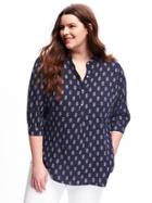 Old Navy Printed Gauze Shirt For Women - Navy Blue Print