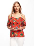 Old Navy Relaxed Off The Shoulder Floral Cami For Women - Red Floral