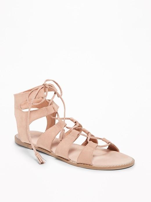 Old Navy Womens Lace-up Gladiator Sandals For Women Blush Size 9 1/2