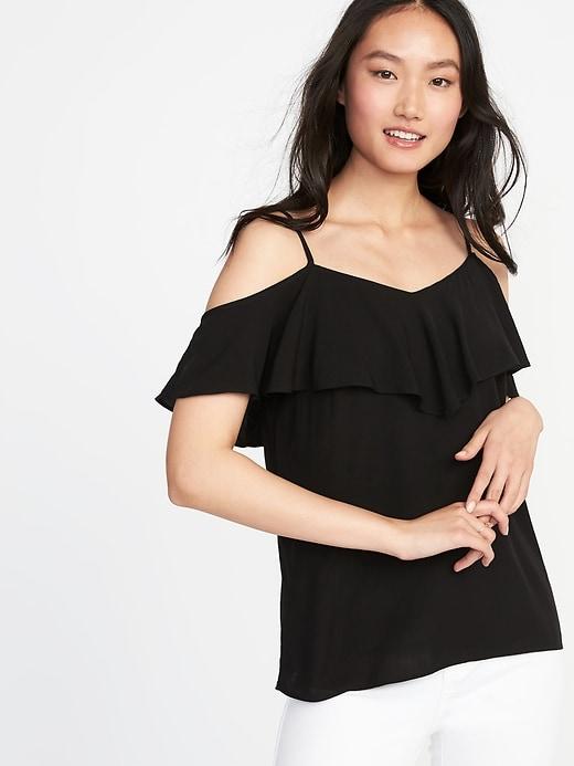 Old Navy Womens Relaxed Off-the-shoulder Swing Top For Women Black Size L