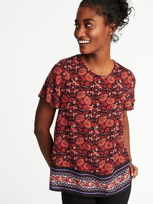 Old Navy Womens Lightweight Tie-back Top For Women Red Print Size Xs
