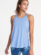 Old Navy Womens Semi-fitted Strappy Mesh-back Tank For Women Cabana Blue Size L
