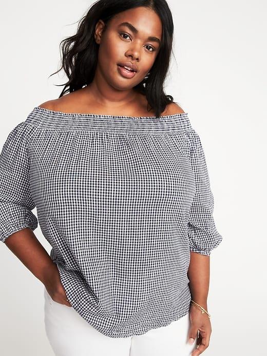 Old Navy Womens Off-the-shoulder Plus-size Gingham Top Gingham Size 4x