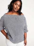 Old Navy Womens Off-the-shoulder Plus-size Gingham Top Gingham Size 4x