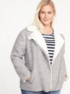 Old Navy Womens Sherpa-lined Plus-size Moto Jacket Light Heather Gray Size 4x