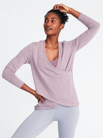 Old Navy Womens Relaxed French-terry Cross-front Sweatshirt For Women Bust A Mauve Size Xxl