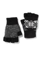 Old Navy Patterned Convertible Mittens Size One Size - Black Fair Isle