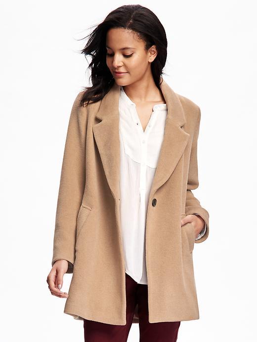 Old Navy Wool Blend Peacoat For Women - Camel