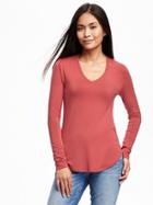 Old Navy V Neck Layering Tee For Women - Fire Berry