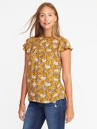 Old Navy Lightweight Ruffle Trim Blouse For Women - Yellow Floral