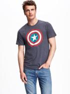 Old Navy Mens Marvel Captain America Graphic Tee For Men Navy Heather Size M