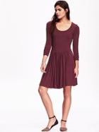 Old Navy Womens Long Sleeve Fit &amp; Flare Dress Size L Tall - Marion Berry