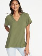 Old Navy Womens Lightweight Pleated-back Top For Women Olive Through This Size Xxl