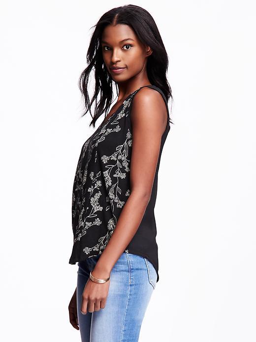 Old Navy Sheer Back Swing Tank For Women - Black Print