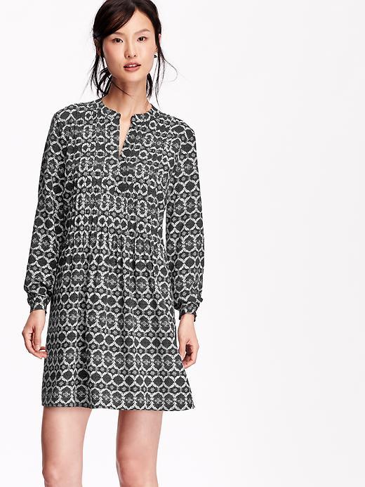Old Navy Womens Patterned Swing Dresses Size L Tall - Black Print