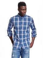 Old Navy Slim Fit Oxford Shirt For Men - Blue Plaid